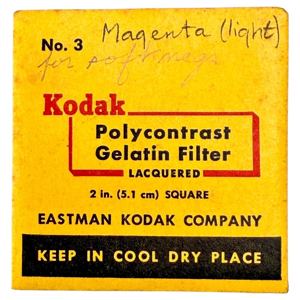 Kodak Polycontrast Gelatin Filter 51 mm / 2” #3 Lacquer NOS Sealed writing on pk